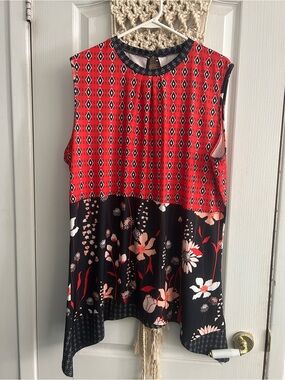 Lily red orange and dark blue Patterned Sleeveless Camisole